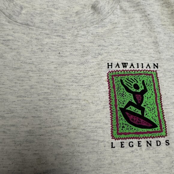 Vintage 90s Hawaiian Legends Surf T Shirt Mens Large 21x27 Gray Single Stitch - Picture 7 of 16